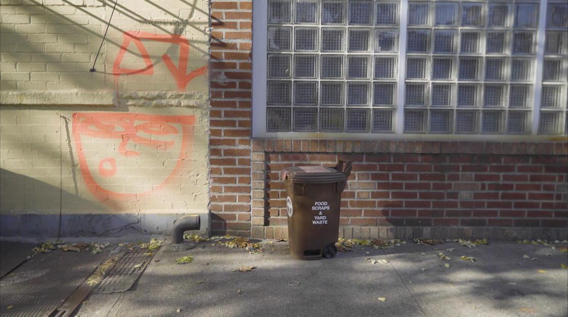 A brown bin left on the street in East Williamsburg in November 2021.
